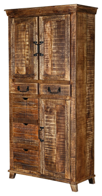Willamette 3 Door Solid Mango Wood Armoire Cabinet With Drawers 3 Door Solid Mango Wood Armoire Cabinet