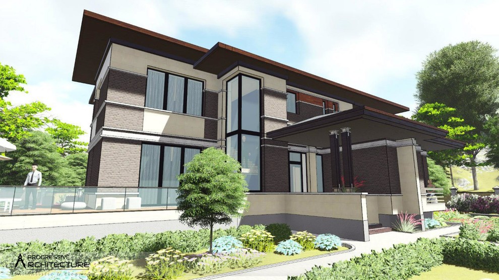 Кирпичный коттедж в стиле современного конструктивизма