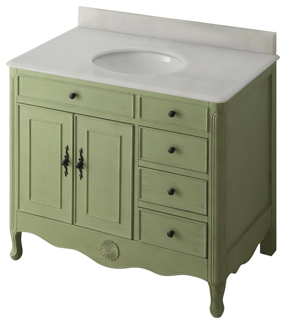 38" Distressed Green Daleville Bathroom Sink Vanity Traditional
