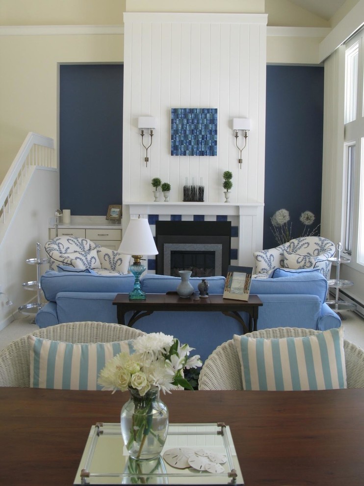 This is an example of a beach style living room in Other.