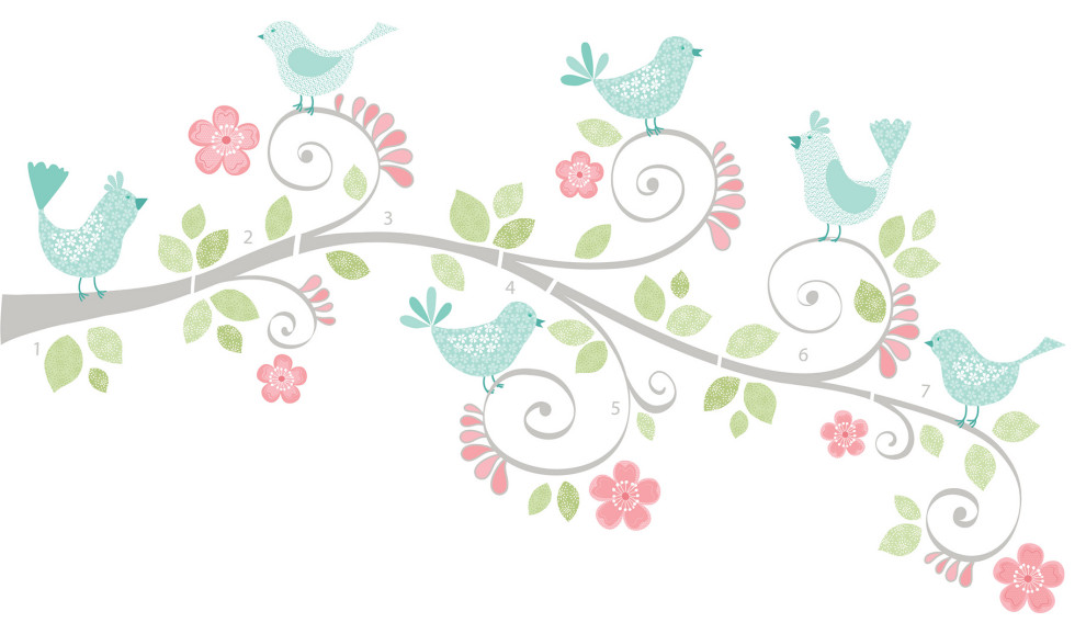 Brewster WPK1372 Pretty Tweet Large Wall Art Kit Contemporary Kids