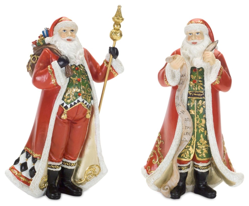 Santa Set Of 2 7 75 H Resin Holiday Accents And Figurines By Melrose International Llc