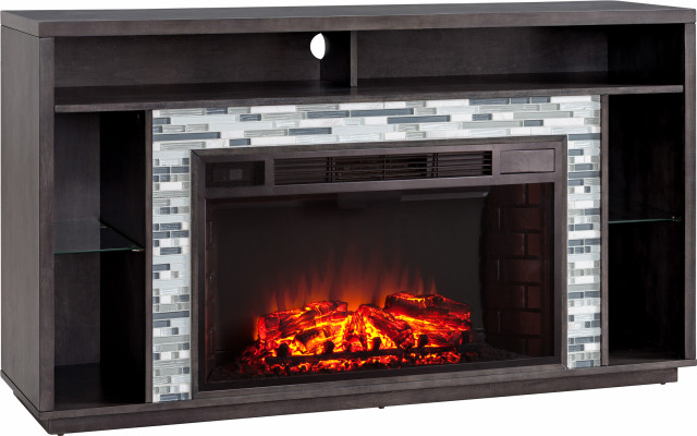 Callum Glass Tiled Media Fireplace - Transitional - Indoor Fireplaces ...
