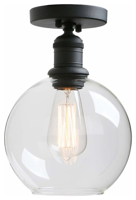 Vintage Ceiling Light 1 Globe Clear Gl Black Vintage Ceiling Light 1 Globe Clear Gl Black