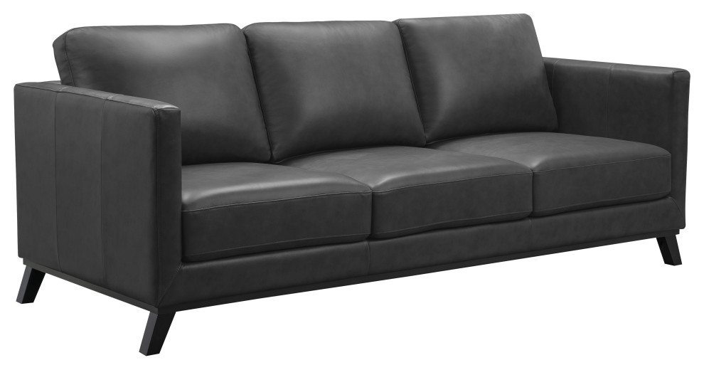 Woodstock Mid Century Top Grain Leather Sofa Midcentury Sofas by
