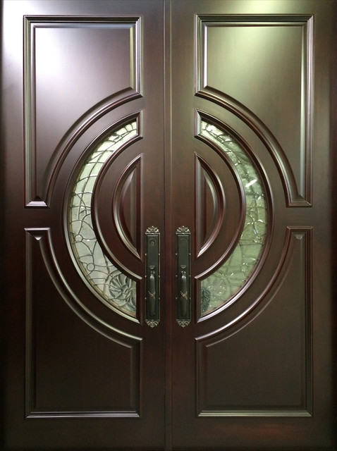 Mahogany Exterior Home Front Entry Door, 5'x6' 8" With 2 3/8" Thick Doors