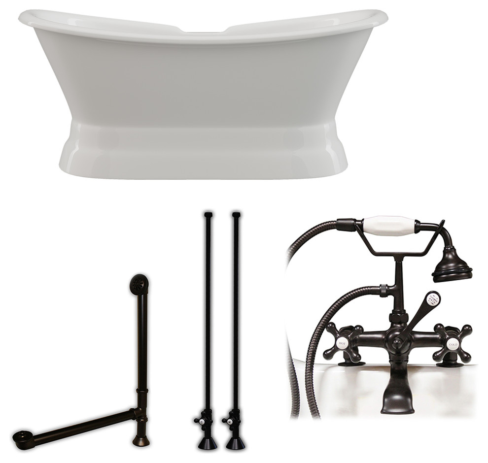 Cast Iron Double Ended Slipper Tub 71"x30" Complete BRZ Package