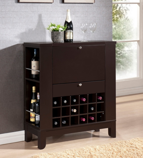 Modesto Brown Modern Dry Bar And Wine, Modern Dry Bar And Wine Cabinet