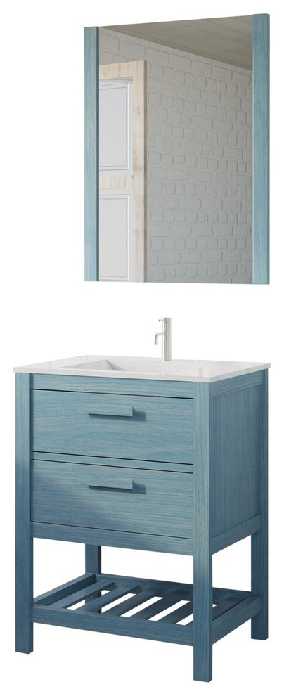 Amazonia 2-Drawer Bathroom Vanity Unit Set, Blue Wash, 60 cm