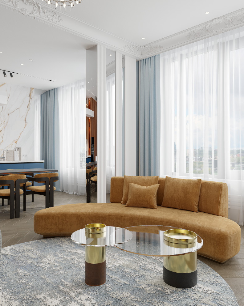 Проект Copper House - ЖК Серебряный парк (Кухня-гостиная)