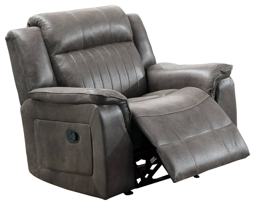 Oya 40" Power Recliner Chair With Pull Tab, Slate Blue Faux Leather