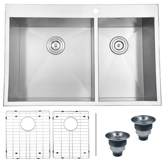 Rvh8050 Overmount 16 Gauge 33 Kitchen Sink Double Bowl