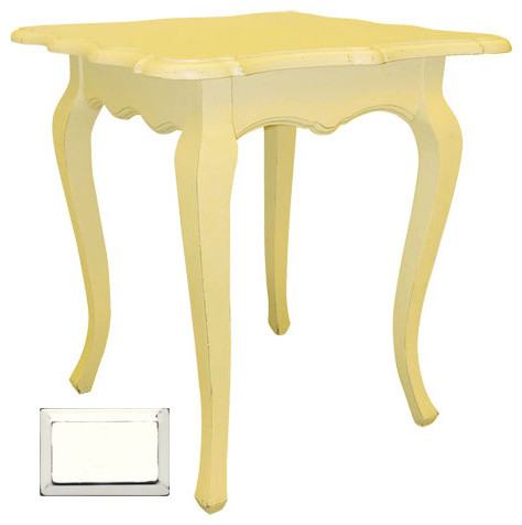 Hand Painted Square Table, White