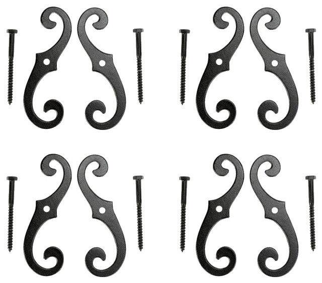 Pairs of Vintage Shutter Dogs S Shaped Shutter Hardware in Black Pack