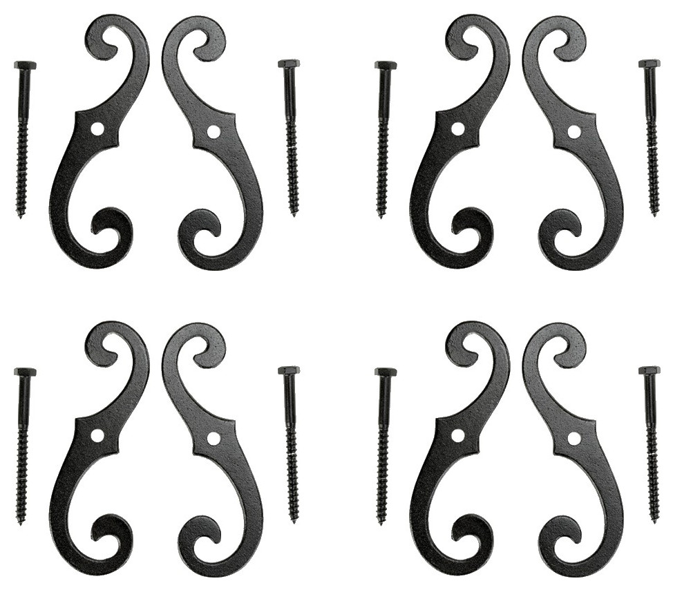 Pairs of Vintage Shutter Dogs S Shaped Shutter Hardware in Black Pack