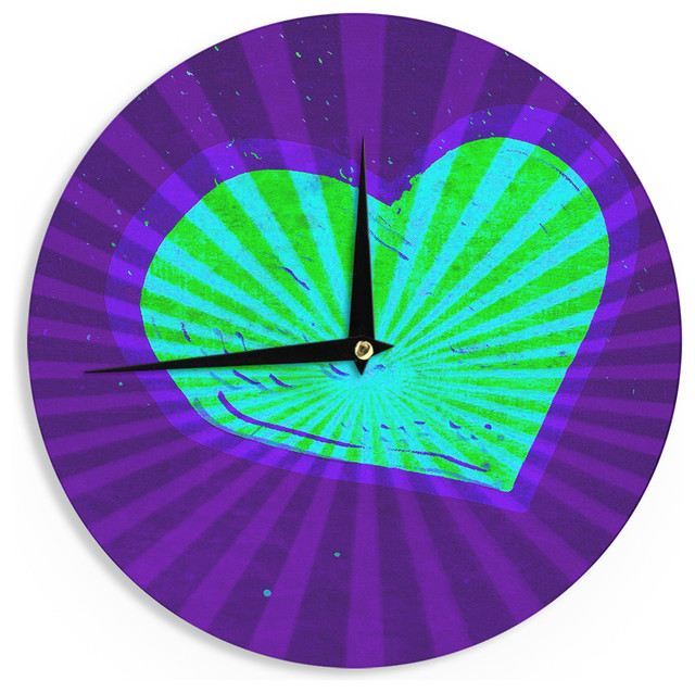 Anne LaBrie "Love Beams" Purple Green Wall Clock
