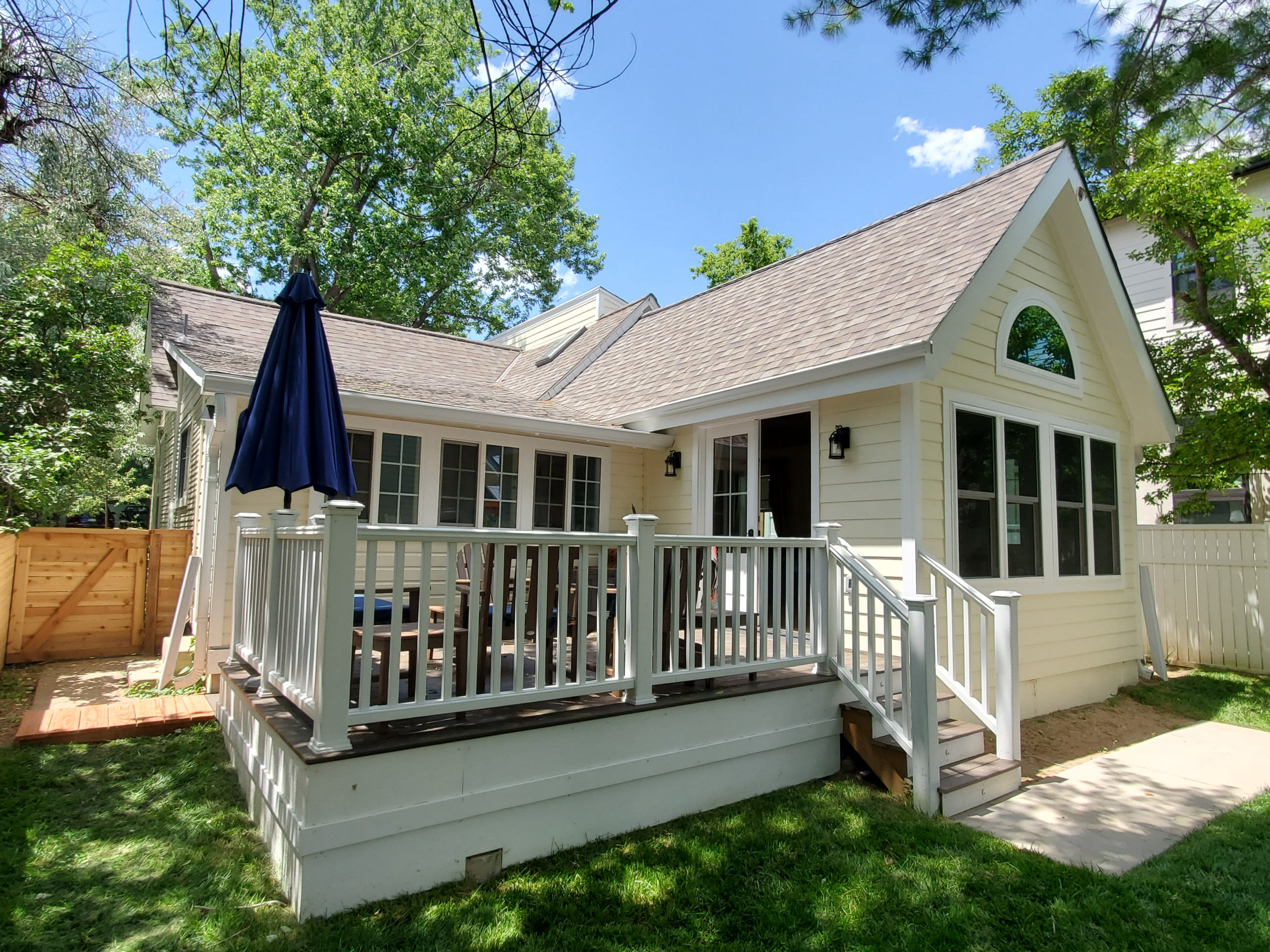 The addition and deck tucked in comfortably to the existing structure.