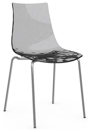 ICE Chair, Satin Frame, Transparent Smoked Grey, Set of 2