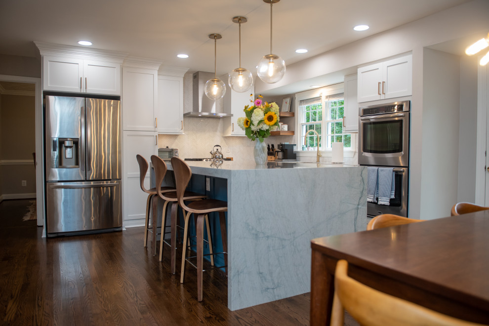 Kitchen with Stunning Waterfall Island