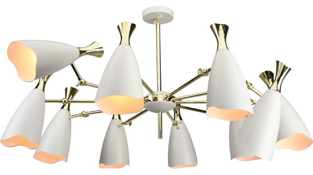 Nuevo Living Cella Lighting Pendant, 10 White Steel Metal - Midcentury ...