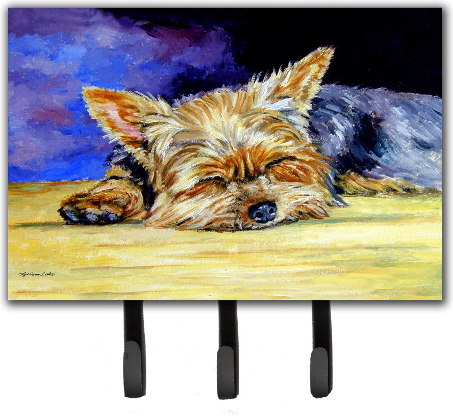 Yorkie Taking A Nap Leash Key Holder Contemporary Wall Hooks By The Store Houzz