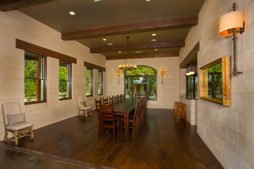 Inspiration for a rustic dining room remodel in Austin