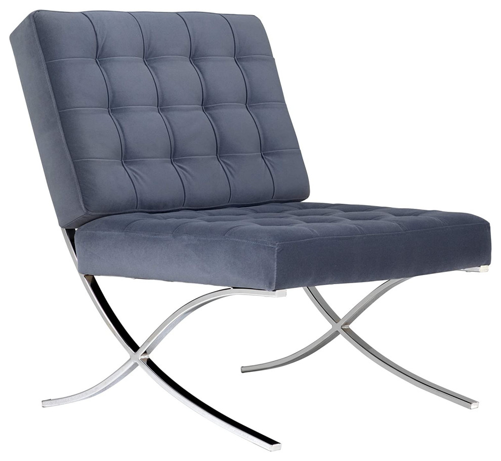 Accent Chair, Chrome Base With Elegant Tufted Upholstered Seat