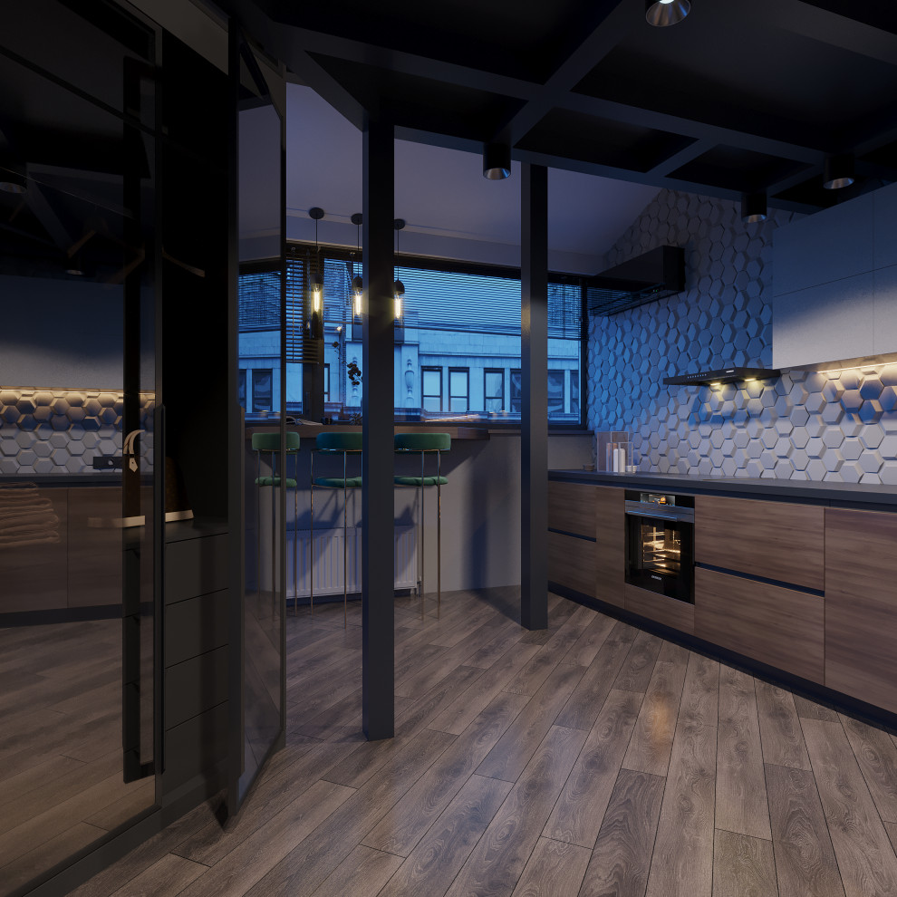 Интересная квартира в глубоких темных оттенках