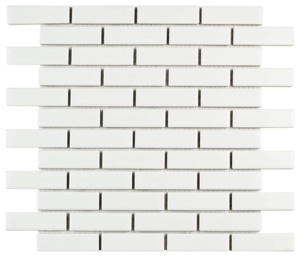11.5"x11.5" Victorian Brick Porcelain Floor/Wall Tiles, Glossy White, Set of 10