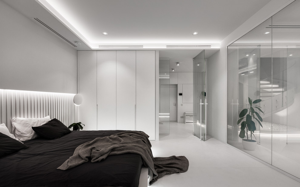 Stylish monochromatic white penthouse
