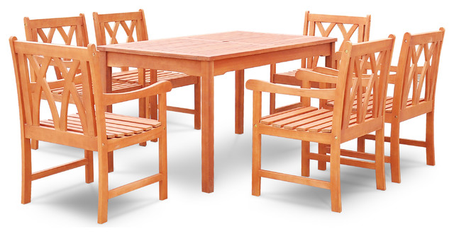 Malibu Eco-Friendly 7-Piece Outdoor Hardwood Dining Set ... Malibu Eco-Friendly 7-Piece Outdoor Hardwood Dining Set ... on Safavieh Arvin Outdoor Modern Foldable 5 Piece Living Set id=57748