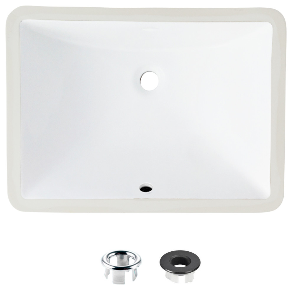 STYLISH 18" Rectangular Undermount Ceramic Ceramic Bathroom Sink With 2 Finishes