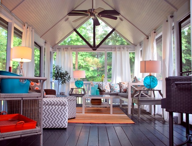 Photo of a small beach style backyard verandah in Charleston with decking and a roof extension.