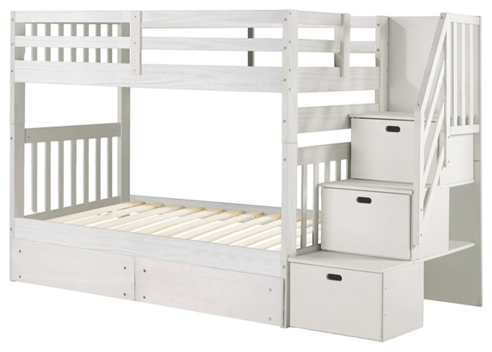 My Bed Now Olympus TwinoverTwin 2Drawer Wood Bunk Bed w/ Staircase