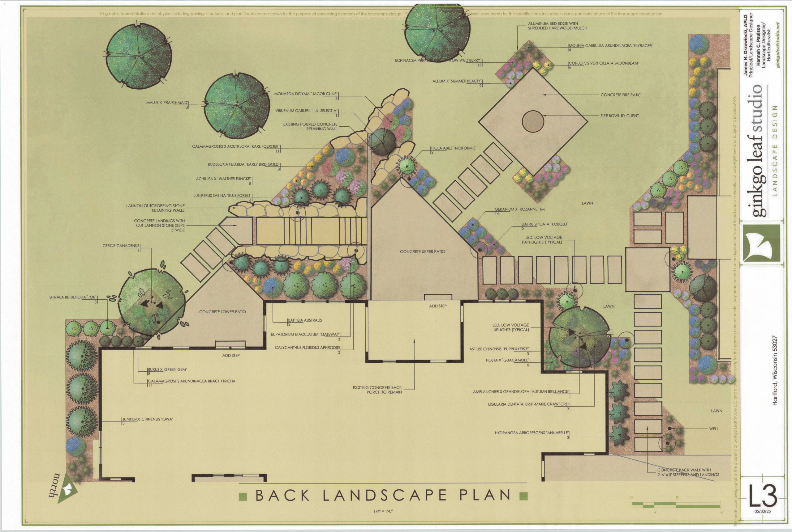 Mid-Century Front + Backyard Landscape - Hartford, WI