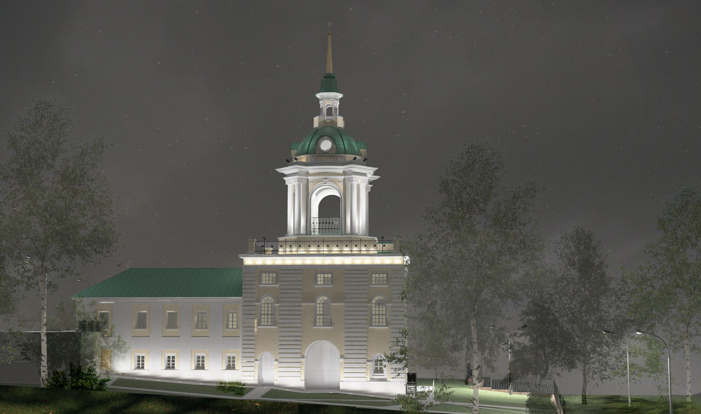 Приспособление колокольни Знаменского монастыря. Подсветка фасадов.