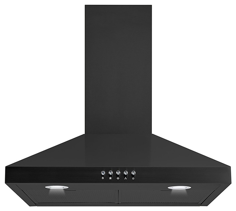 Winflo Convertible WallMount Range Hood, Black, 30" Contemporary