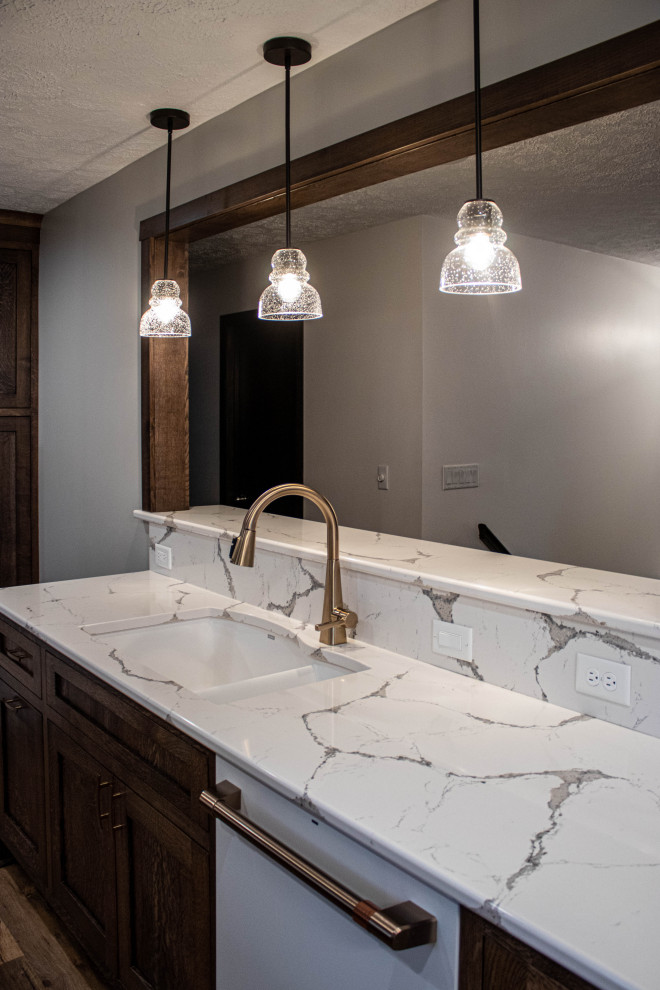 New Cambria Queensbury Countertops, Gloss Tile Backsplash and LVT