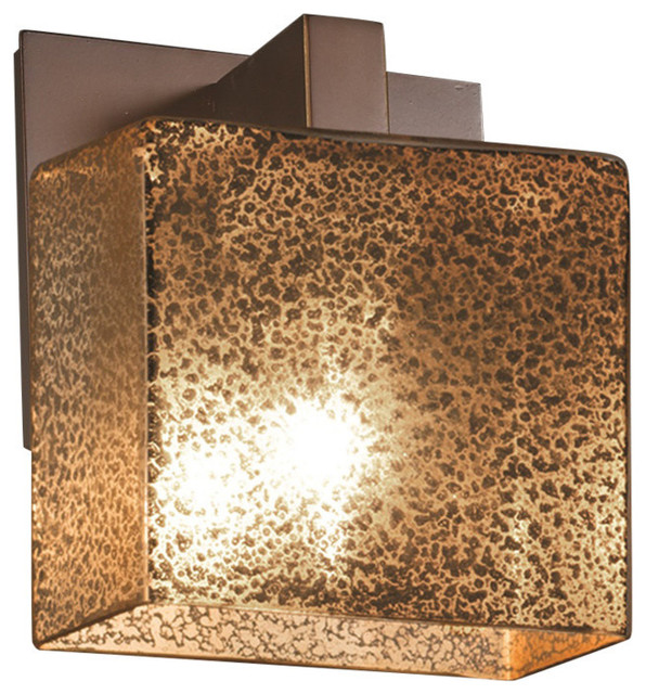 Dark Bronze Finish with Mercury Glass Shade, Justice Design Group Lighting FSN-8931-55-MROR-DBRZ Justice Design Group Modular 1-Light Bracket Fusion Rectangle