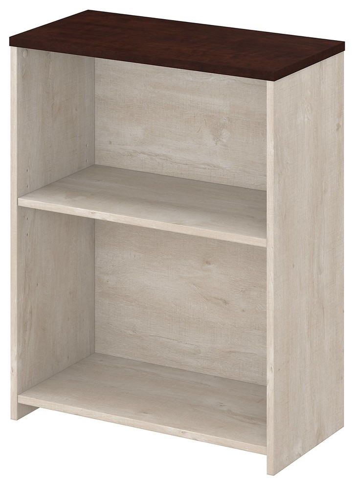 Bush Furniture Townhill 2 Shelf Bookcase, Washed Gray and Madison