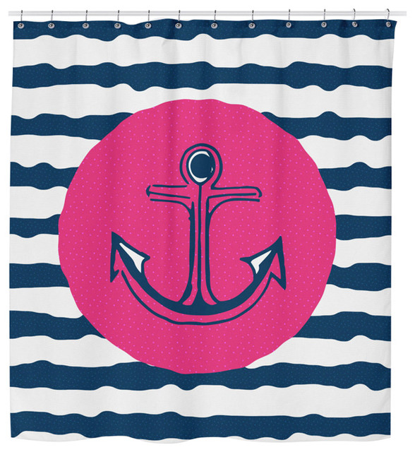 Nautical Anchor Shower Curtain Pink Beach Style Curtains Nautical Anchor Shower Curtain Pink