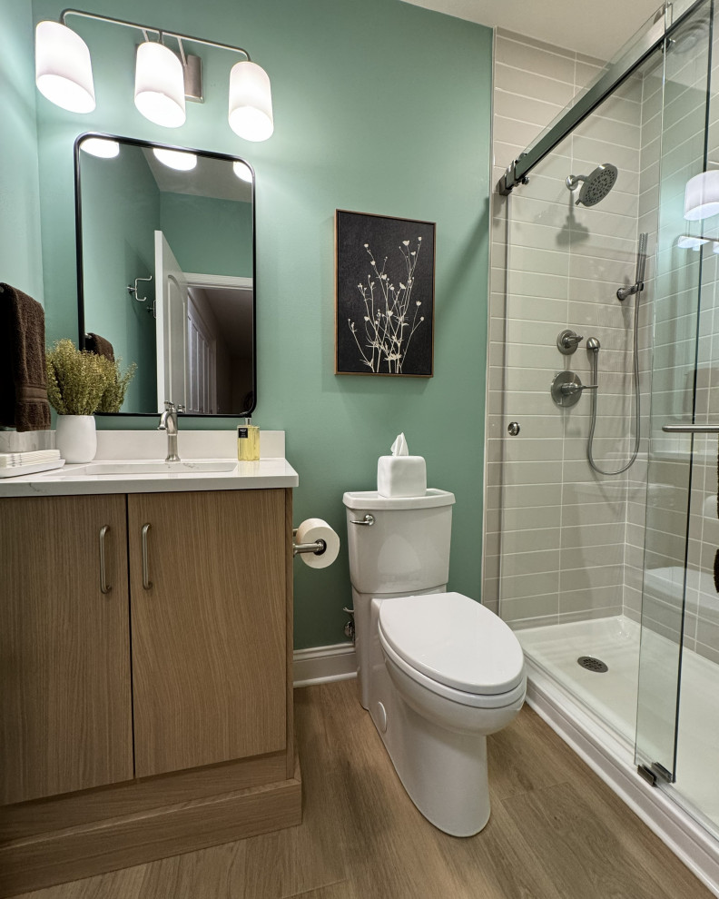 Modern Basement Bathroom with Rift-Cut Oak Vanity