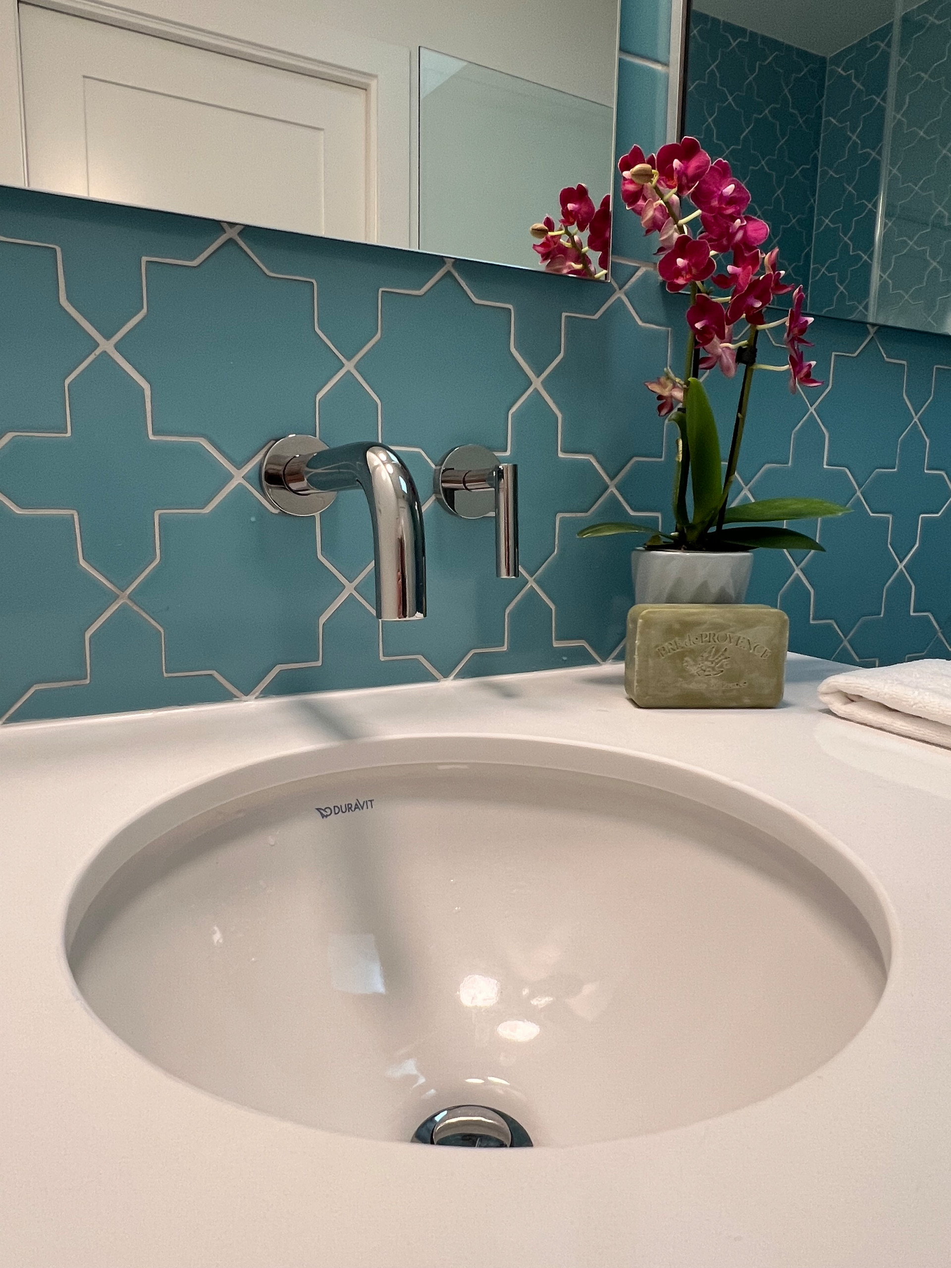 A Small Vanity Top is Maximized with a 14" diameter UM Sink
