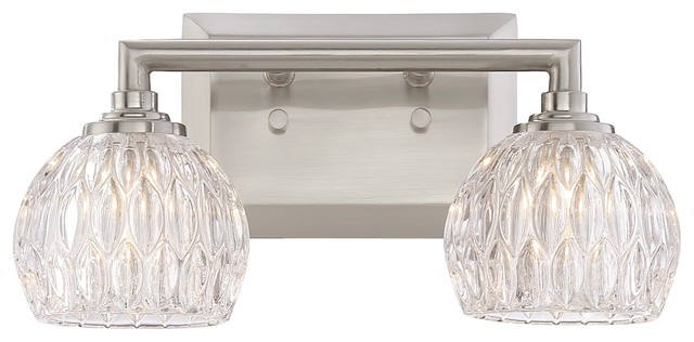 Serena 2-Light Bathroom Vanity Light in Brushed Nickel - Transitional ...