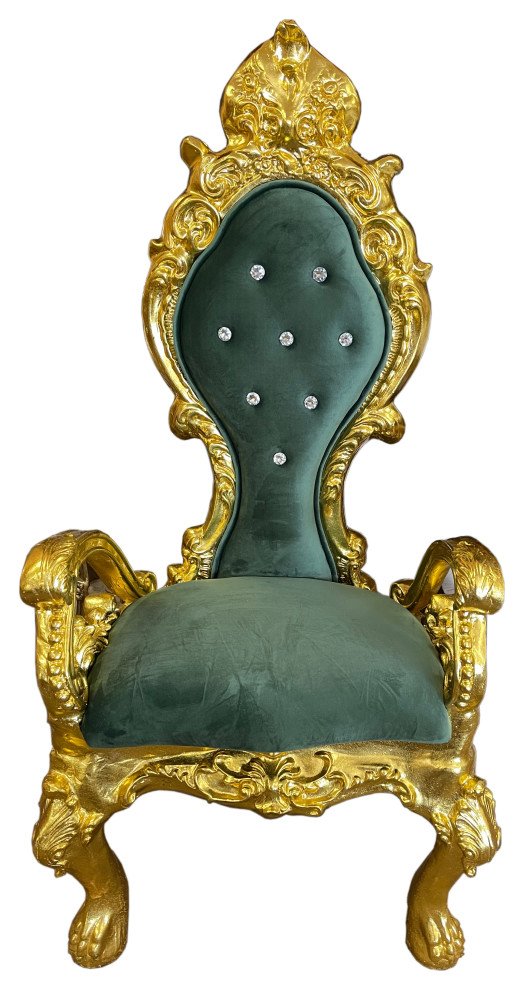 INF-001 Green Velvet High Back Chair - Victorian - Armchairs And Accent ...