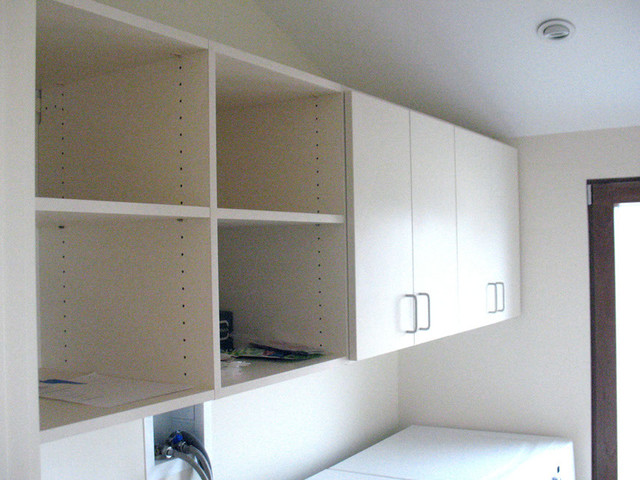 Shelves Above Washer And Dryer | Vinterior - Laundry room storage above washer and dryer contemporary-laundry-room -  Laundry Room Storage