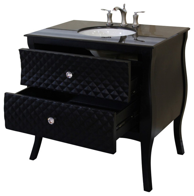 In Stock 35 4 Inch Single Sink Vanity Wood Black White Phoenix Stone Top Contemporary Bathroom Vanities And Sink Consoles By Corbel Universe Houzz