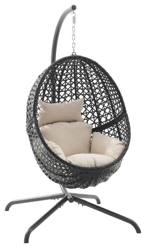 Calliope Indoor/Outdoor Wicker Hanging Egg Chair, Egg Chair and Stand