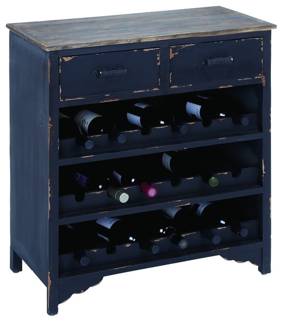 18-Bottle Wine Cabinet, Black rustic-wine-and-bar-cabinets