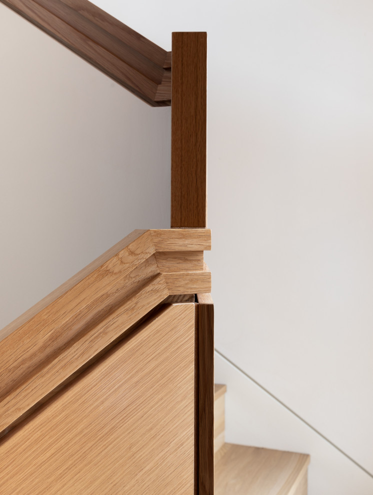 Inspiration for a mid-century modern staircase remodel in Portland